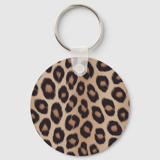 Classic Leopard Animal Print Brown Cheetah Key Ring (Front)