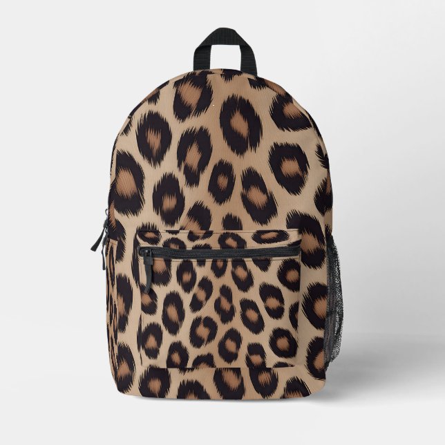 Classic Leopard Animal Print Brown Cheetah Printed Backpack (Front)