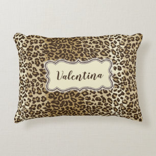 Classic Leopard Pattern with Custom Name Decorative Cushion