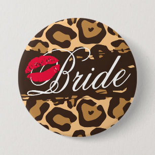 Classic Leopard Print Bride Button Pin