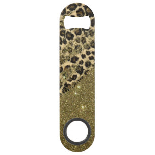 Classic Leopard Print Brushstrokes on Faux Glitter
