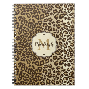 Classic Leopard Print Custom Monogram Name Notebook