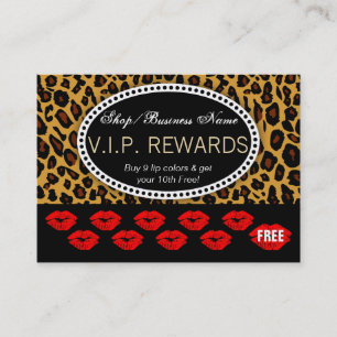 Classic Leopard Print - Red Lips Loyalty Rewards Card