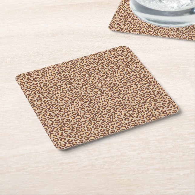 Classic Leopard Series Design 1  Square Paper Coaster (Angled)
