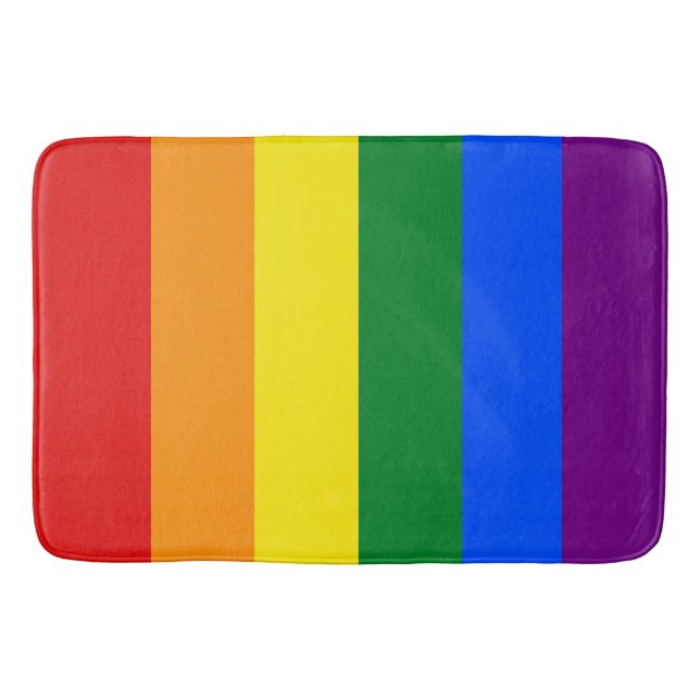 Classic LGBTQ Rainbow Pride Flag Bath Mat (Front)