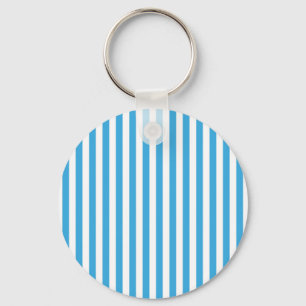 Classic Light Baby Blue and White Vertical Stripes Key Ring