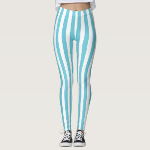 Classic Light Blue and White Vertical Stripes Leggings