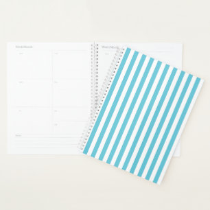 Classic Light Blue and White Vertical Stripes Planner