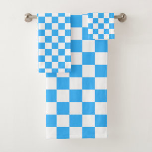 Classic light blue checkerboard  bath towel set