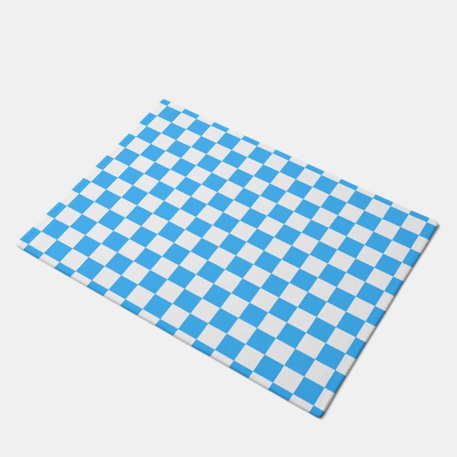 Classic light blue checkerboard  doormat (Angled)