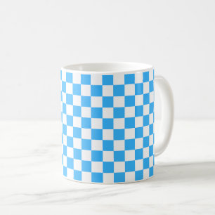 Classic light blue chequerboard coffee mug