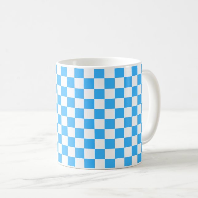 Classic light blue chequerboard  coffee mug (Front Right)