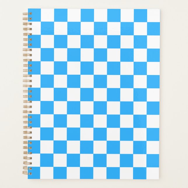 Classic light blue chequerboard  planner (Front)