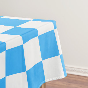 Classic light blue chequerboard tablecloth