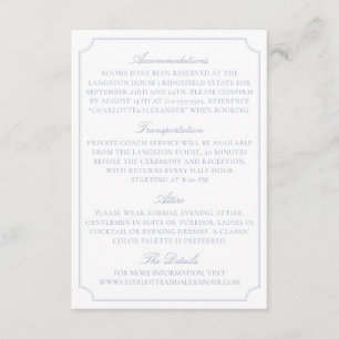 Classic Light Blue Fruit Bowl Wedding Details Card