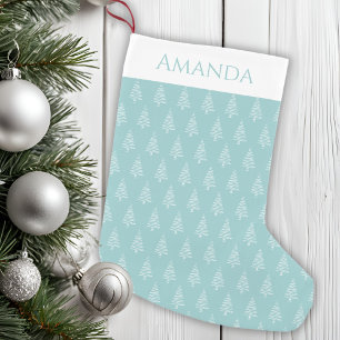 Classic Light Blue-Green And White Christmas Small Christmas Stocking