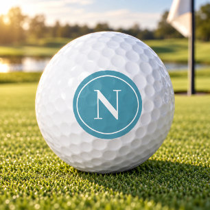 Classic Light Blue Round Monogram Initial Golf Balls