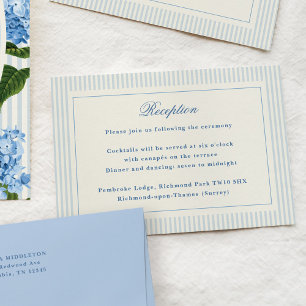 Classic Light Blue Stripes Reception Enclosure Card