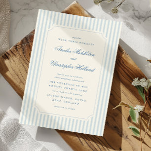 Classic Light Blue Stripes Wedding Invitation