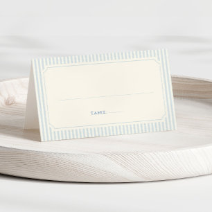 Classic Light Blue Stripes Wedding Place Card