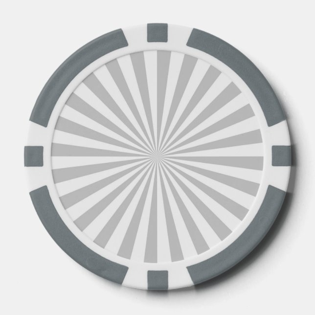 Classic Light Grey Burst Spinning Wheel Poker Chips (Front)