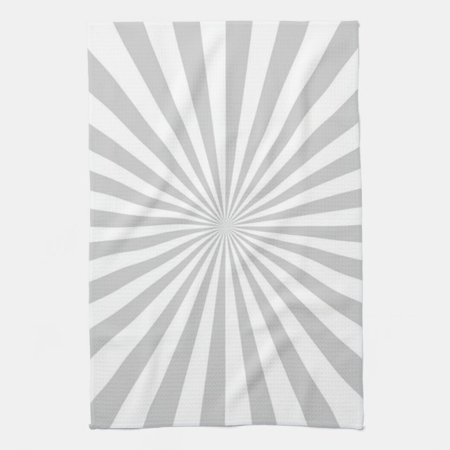 Classic Light Grey Burst Spinning Wheel Tea Towel (Vertical)