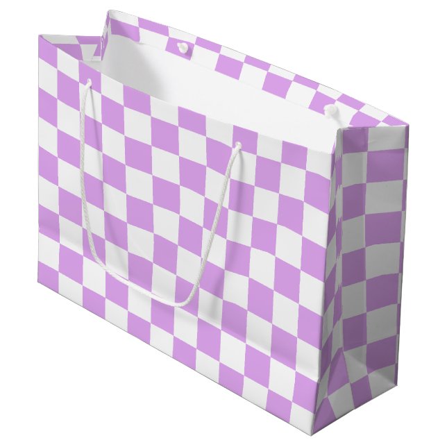Classic light lavender checkerboard  large gift bag (Front Angled)
