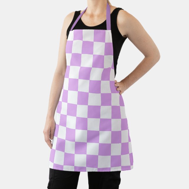 Classic light lavender chequerboard  apron (Insitu)