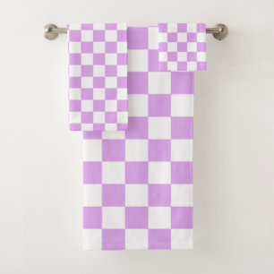 Classic light lavender chequerboard  bath towel set