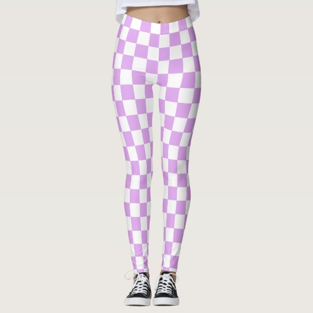 Classic light lavender chequerboard  leggings (Front)