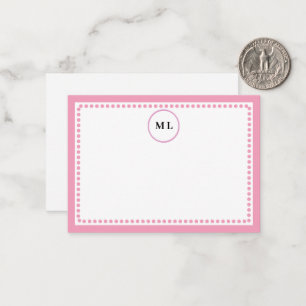 Classic Light Pink Border & Dots with Initials Card