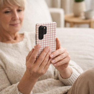 Classic Light Pink Gingham Check Pattern Samsung Galaxy Case