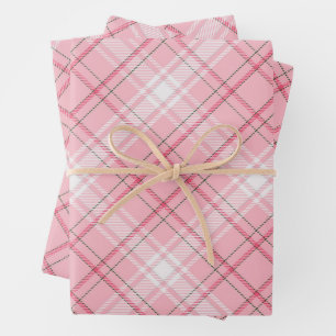 Classic Light Pink Plaid Pattern Wrapping Paper Sheet