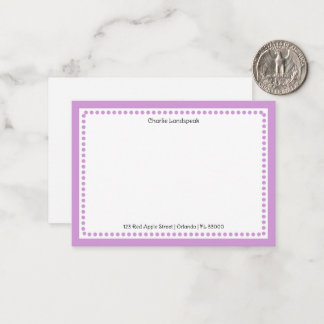 Classic Light Purple Dotted Frame Name, Address Card