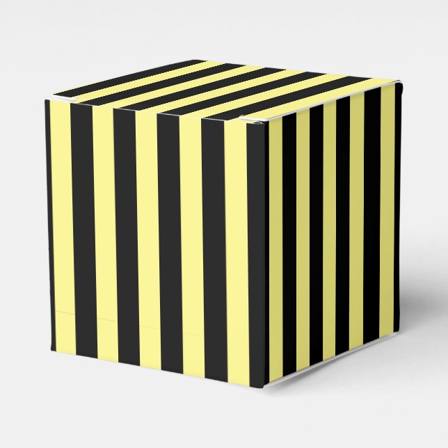 Classic Light Yellow and Black Vertical Stripes Favour Box (Front Side)