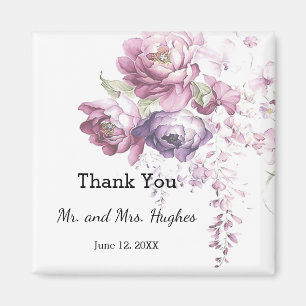 Classic lilac and pink wedding floral thank you magnet