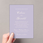 Classic Lilac Elegant Wedding Acrylic Invitations<br><div class="desc">Classic wedding invitations featuring a simple and timeless design with elegant script and traditional serif fonts.</div>