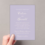 Classic Lilac Elegant Wedding Acrylic Invitations<br><div class="desc">Classic wedding invitations featuring a simple and timeless design with elegant script and traditional serif fonts.</div>