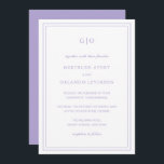 Classic Lilac Elegant Wedding Invitation<br><div class="desc">Classic style purple lavender wedding invitation featuring a simple and minimal design with your monogram at the top and your event details surrounded by a double border.  The fonts alternate between and elegant script,  a traditional serif and minimalist sans serif fonts.  This invitation is great for a formal wedding.</div>