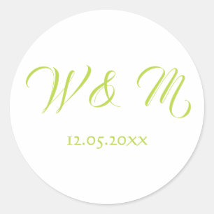 Classic Lime Green and White Round Sticker