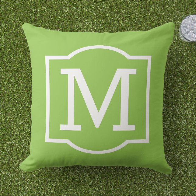 Classic Lime Green Custom Monogram Letter Cushion (Grass)