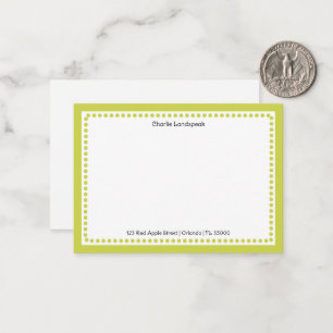 Classic Lime Green Dotted Frame Name, Address Card