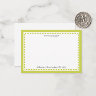 Classic Lime Green Dotted Frame Name, Address Card