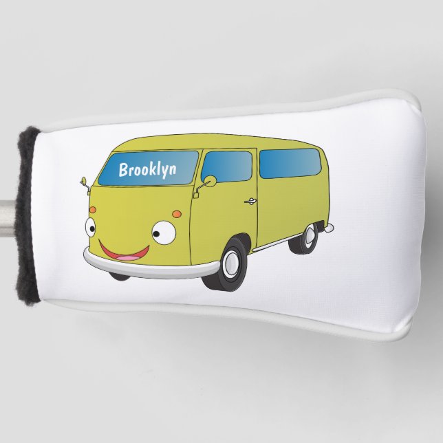 Classic lime green van cartoon golf head cover (Front)