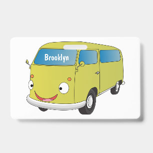 Classic lime green van cartoon  ID badge