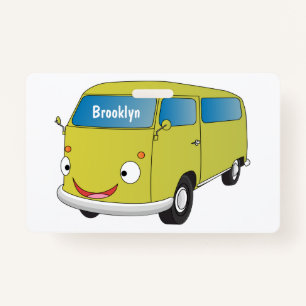 Classic lime green van cartoon  ID badge