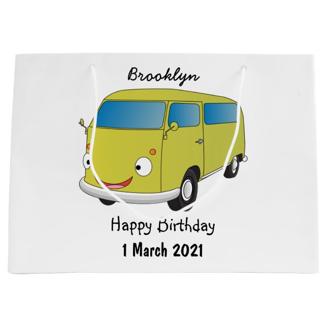 Classic lime green van cartoon large gift bag (Front)