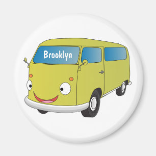 Classic lime green van cartoon magnet