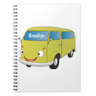 Classic lime green van cartoon notebook