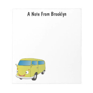 Classic lime green van cartoon notepad